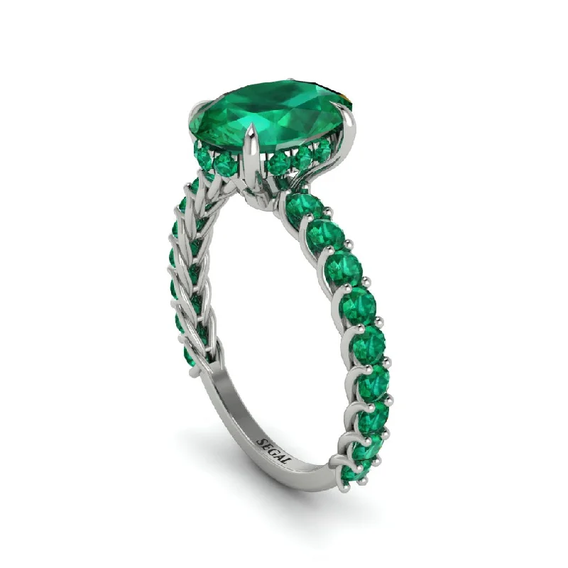 Oval-Cut Halo Emerald Timeless Elegance Engagement Ring - Kelsey No. 21