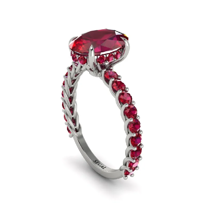 Oval-Cut Halo Ruby Timeless Elegance Engagement Ring - Kelsey No. 57