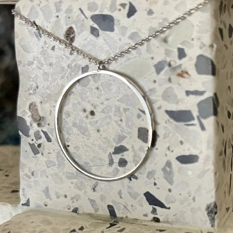 Silver Ripples Circle Necklace