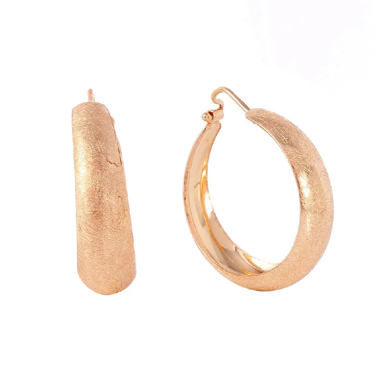 Silver 925 Rose Gold Plated Hoop Earrings - ITE00079RGP