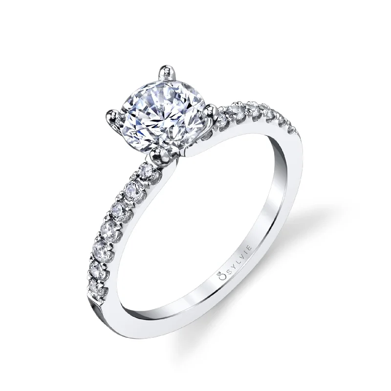 Sylvie Collection 14K White Gold Solitaire Engagement Ring Setting