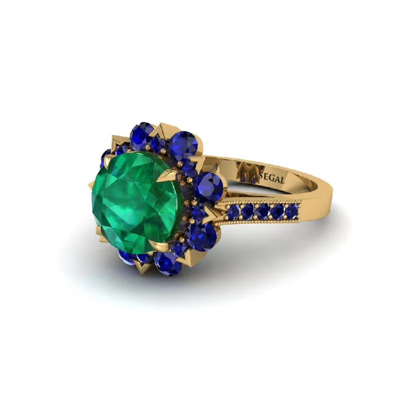 Emerald Halo Sunburst Engagement Ring - Winter No. 64