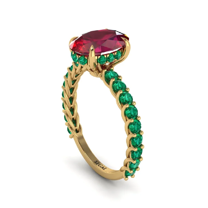 Oval-Cut Halo Ruby Timeless Elegance Engagement Ring - Kelsey No. 25