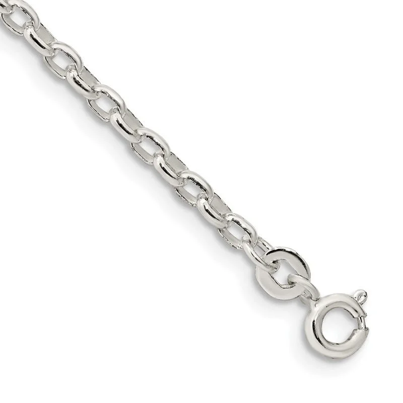 Sterling Silver 2.75mm Oval Fancy Rolo Chain Bracelet