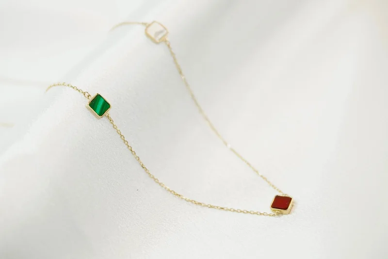 14k Color Squares Necklace