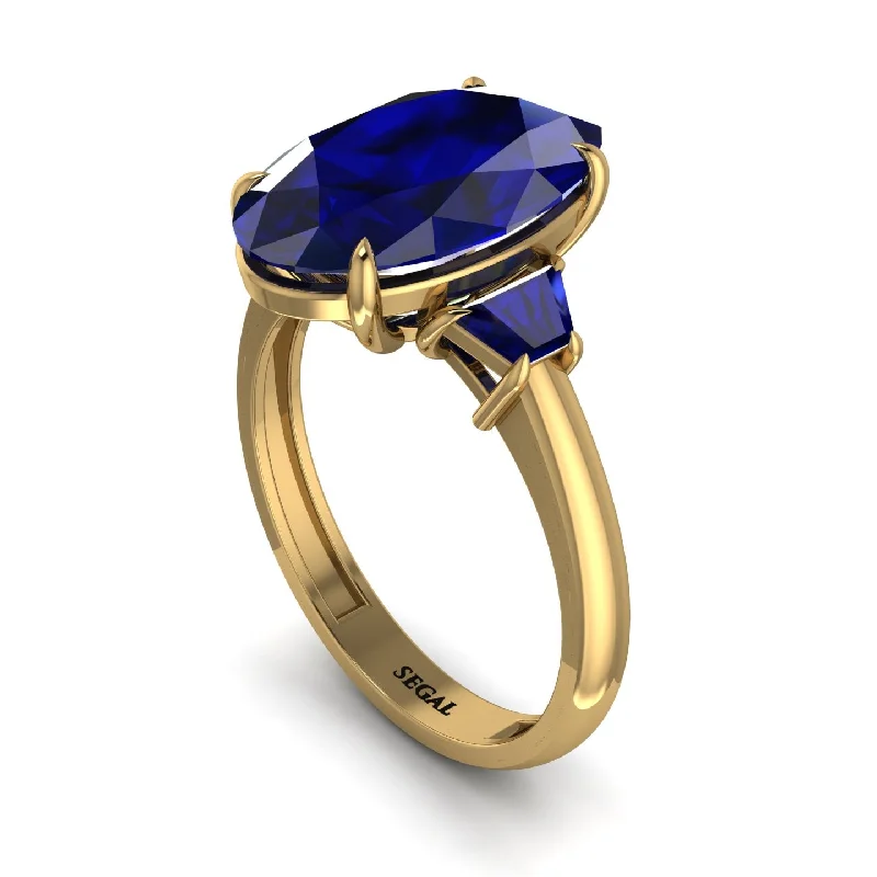 Oval-Cut Sapphire Three Stone Engagement Ring - Amari No. 73