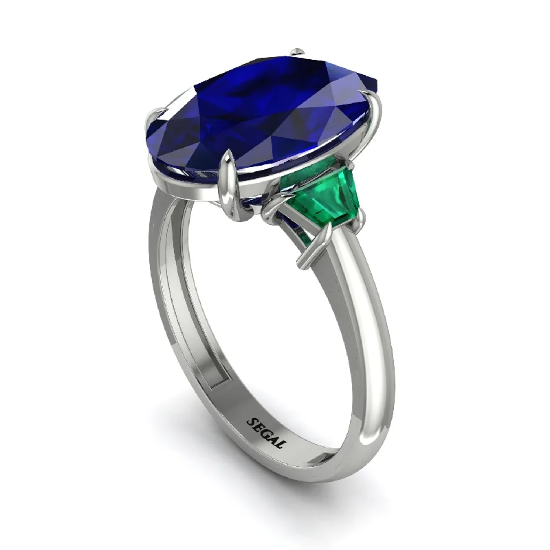 Oval-Cut Sapphire Three Stone Engagement Ring - Amari No. 30