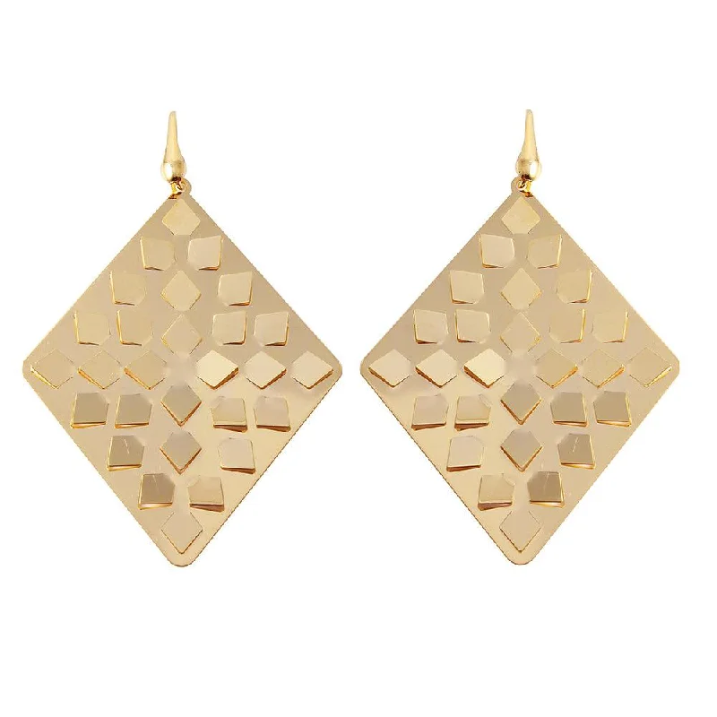 Silver 925 Gold Plated Flat Scoop Rhombus Earrings - ECE00014Y