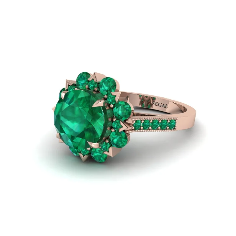 Emerald Halo Sunburst Engagement Ring - Winter No. 20