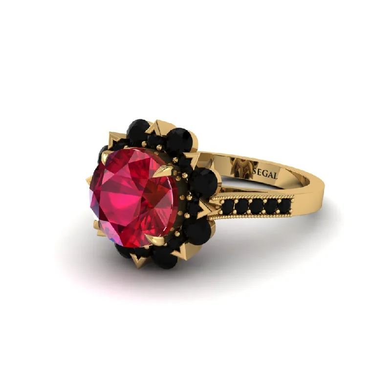 Ruby Halo Sunburst Engagement Ring - Winter No. 40