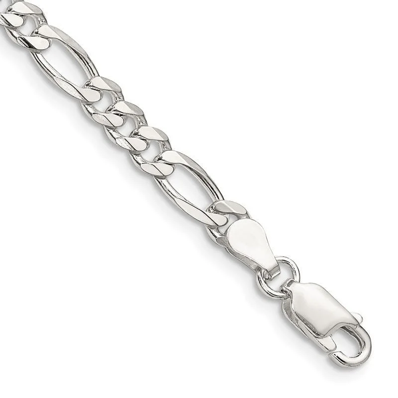 Sterling Silver 4.5mm Figaro Chain Bracelet