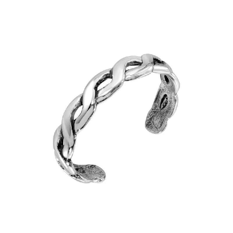 Silver 925 Open Braided Design Adjustable Toe Ring - TR166-A