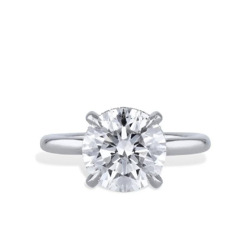 3.82 Carat Round Diamond Platinum Engagement Ring