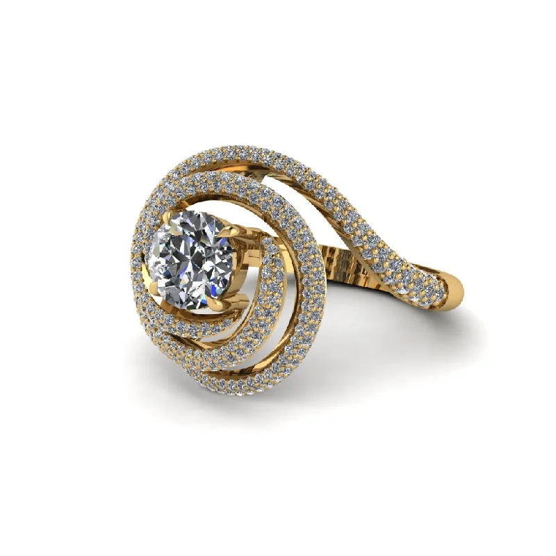 Diamond Double Halo Swirling Engagement Ring - Serena No. 1