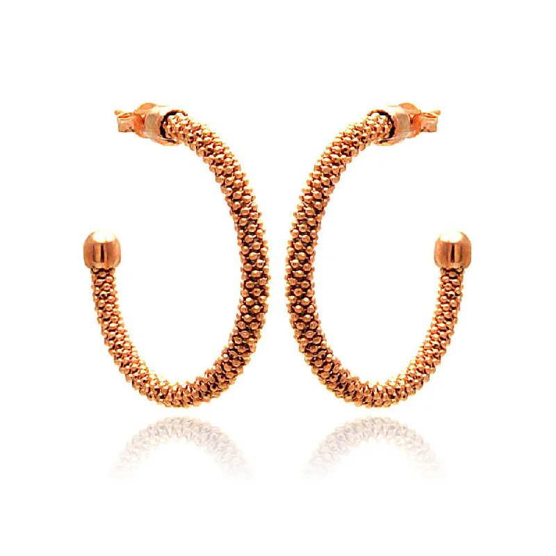 Clearance-Silver 925 Rose Gold Plated Hoop Earrings - ITE00042RGP