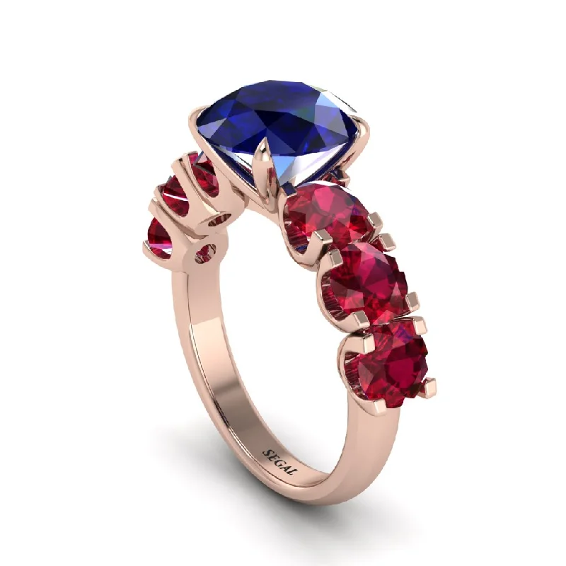 Round Cut Sapphire Cathedral Engagement Ring - Tatum No. 59