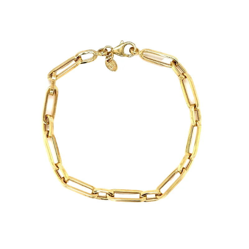 14K Yellow Gold Paperclip Bracelet 7.5"