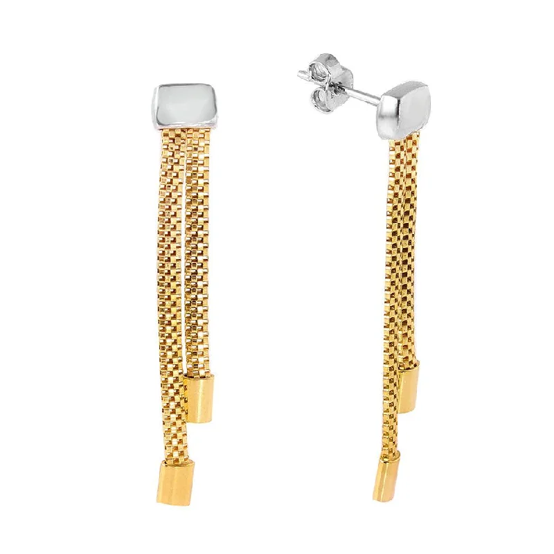 Silver 925 Gold Plated Dangling Earrings - ITE00067GP