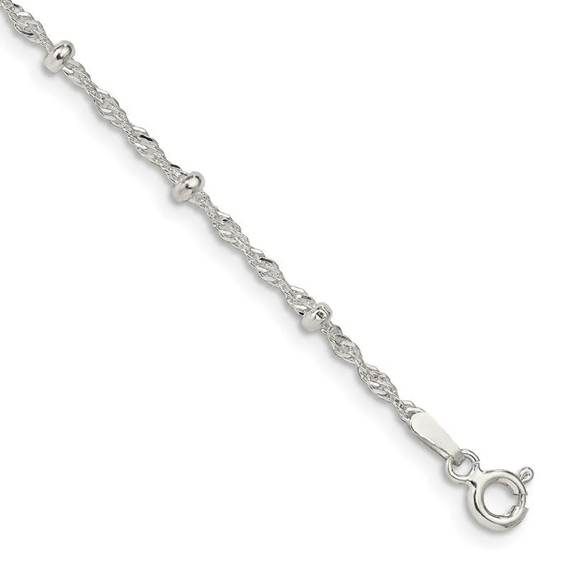 Sterling Silver 2.5mm Singapore w/ Beads Chain Bracelet