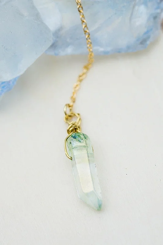 Long Mint Crystal Necklace