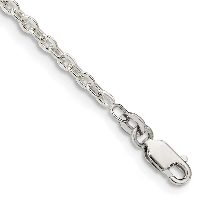 Sterling Silver 2.75mm Flat Link Cable Chain Bracelet