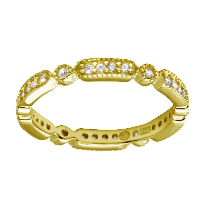 Gold Plated 925 Sterling Silver CZ Eternity Ring - BGR01186GP