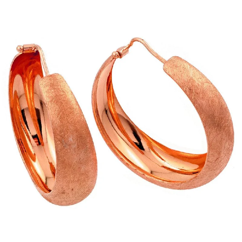 Silver 925 Rose Gold Plated Hoop Earrings - ITE00081RGP