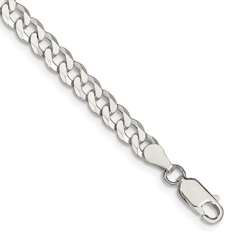 Sterling Silver 5mm Beveled Curb Chain Bracelet