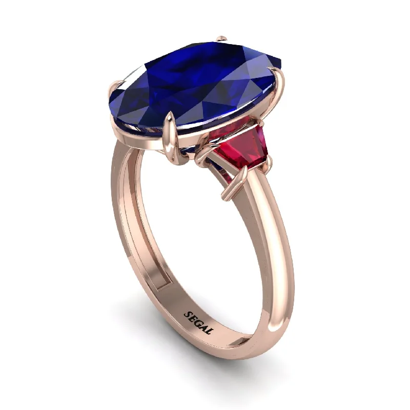 Oval-Cut Sapphire Three Stone Engagement Ring - Amari No. 59