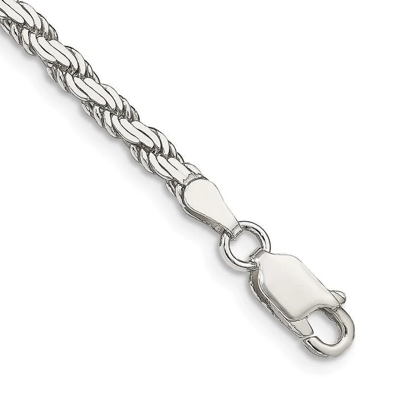 Sterling Silver 3.1mm Flat Rope Chain Bracelet