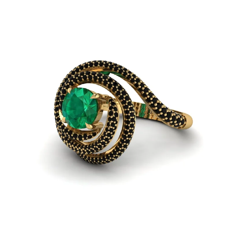 Emerald Double Halo Swirling Engagement Ring - Serena No. 34