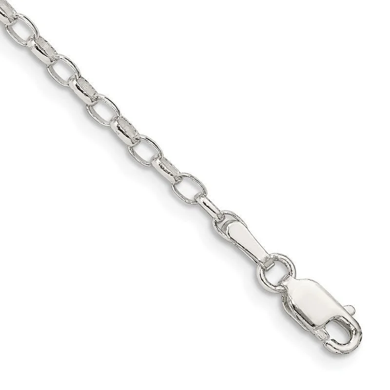 Sterling Silver 2.5mm Oval Fancy Rolo Chain Bracelet