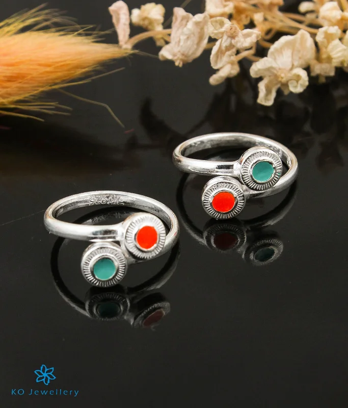 The Nivit Silver Toe-Rings (Orange/ Front open)