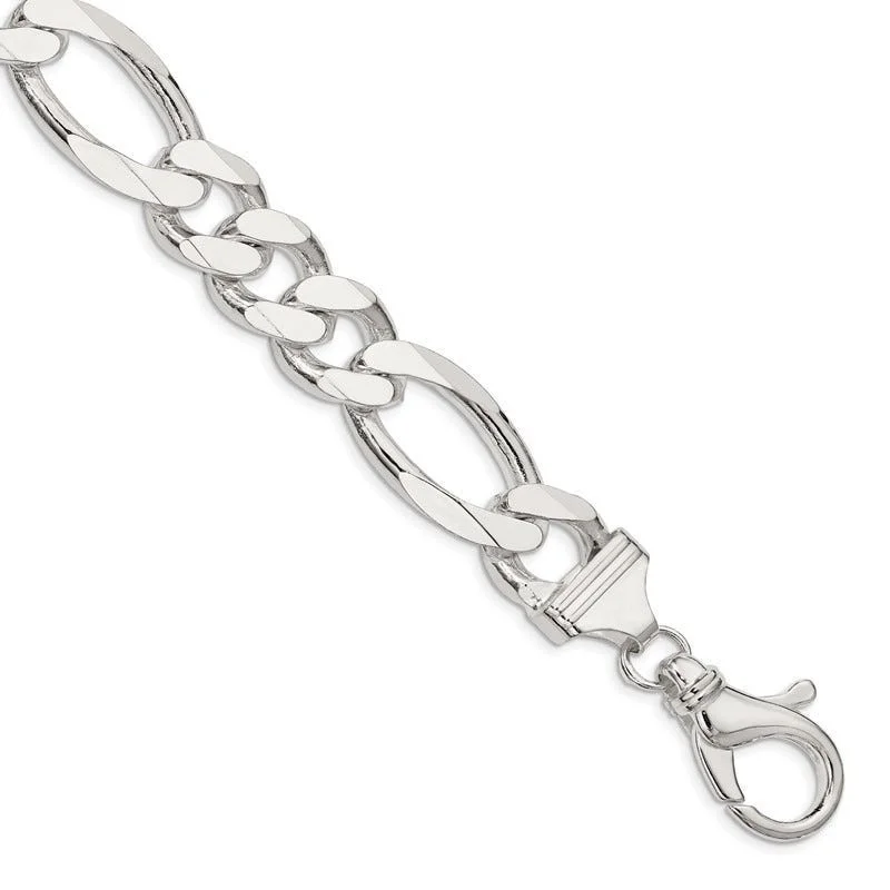 Sterling Silver 15mm Figaro Chain Bracelet