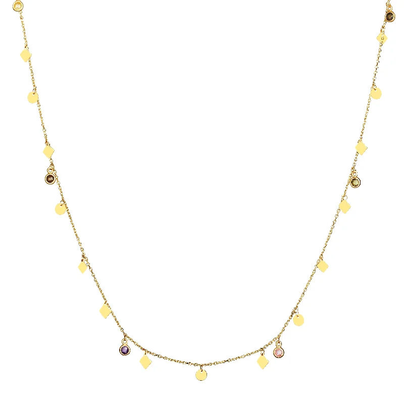 Nomad 100 cm Necklace - 14 karat gold necklace for women, zirconia colourful