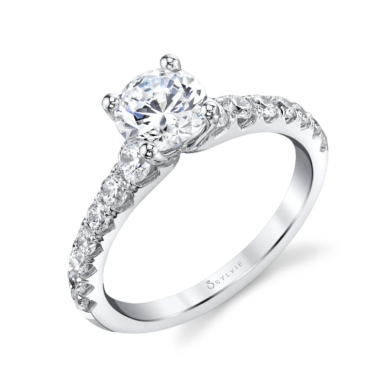 Sylvie Collection 14K White Gold Round Engagement Ring Setting