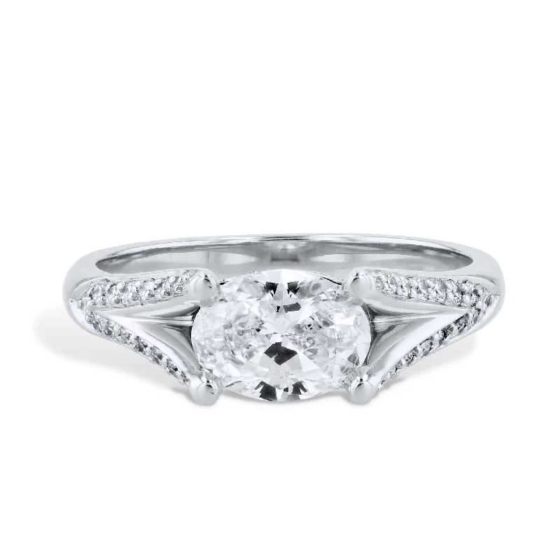 Oval Diamond Platinum Pave Engagement Ring