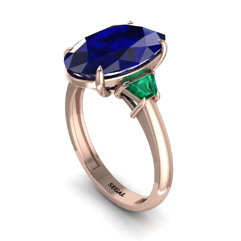 Oval-Cut Sapphire Three Stone Engagement Ring - Amari No. 29