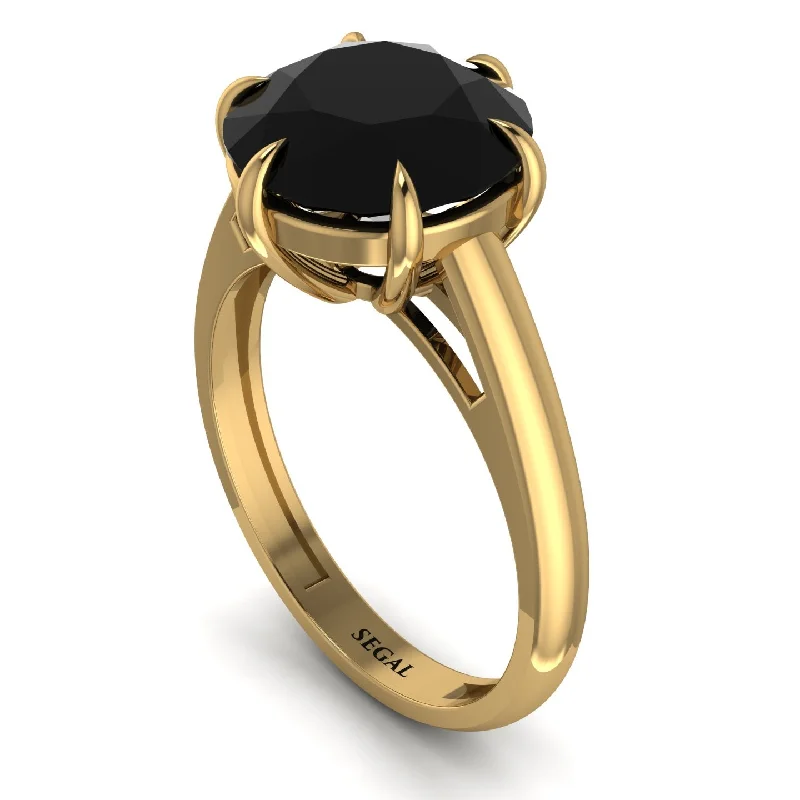 Round Cut Black Diamond Solitaire Engagement Ring - Miranda No. 7