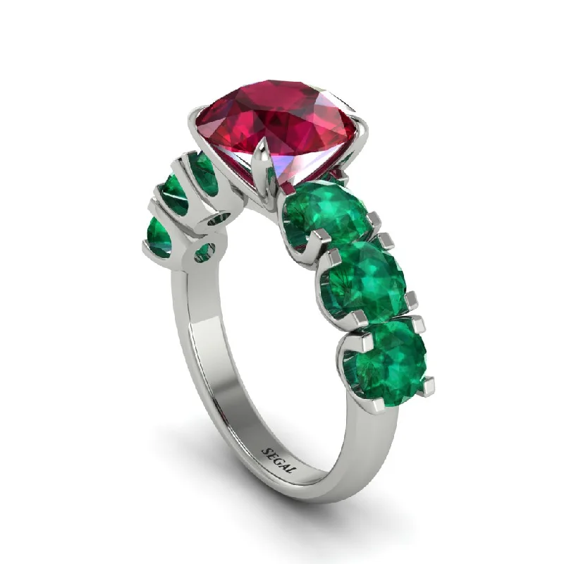 Round Cut Ruby Cathedral Engagement Ring - Tatum No. 27