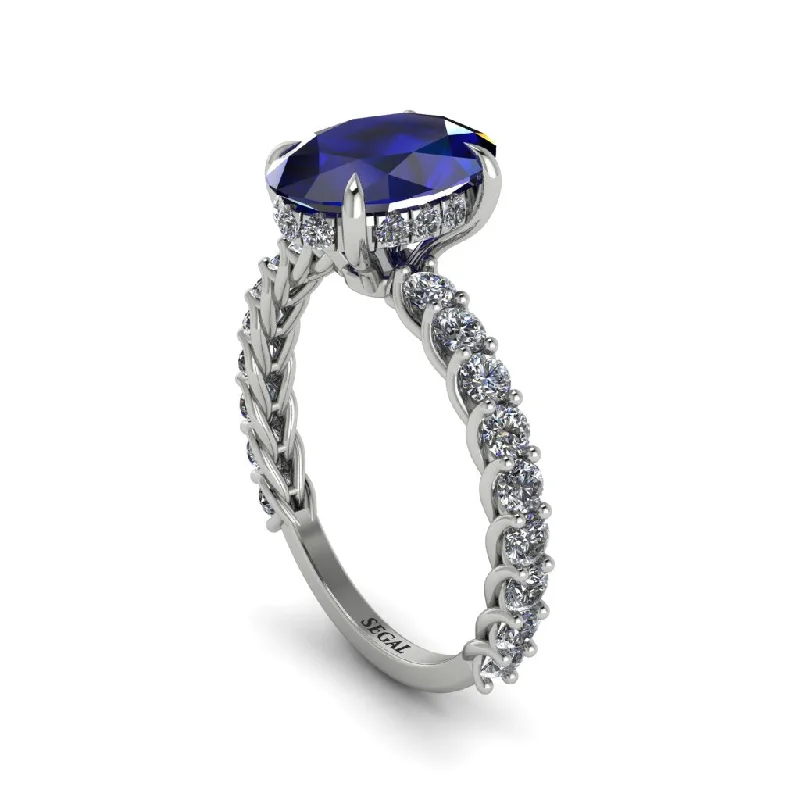 Oval-Cut Halo Sapphire Timeless Elegance Engagement Ring - Kelsey No. 15