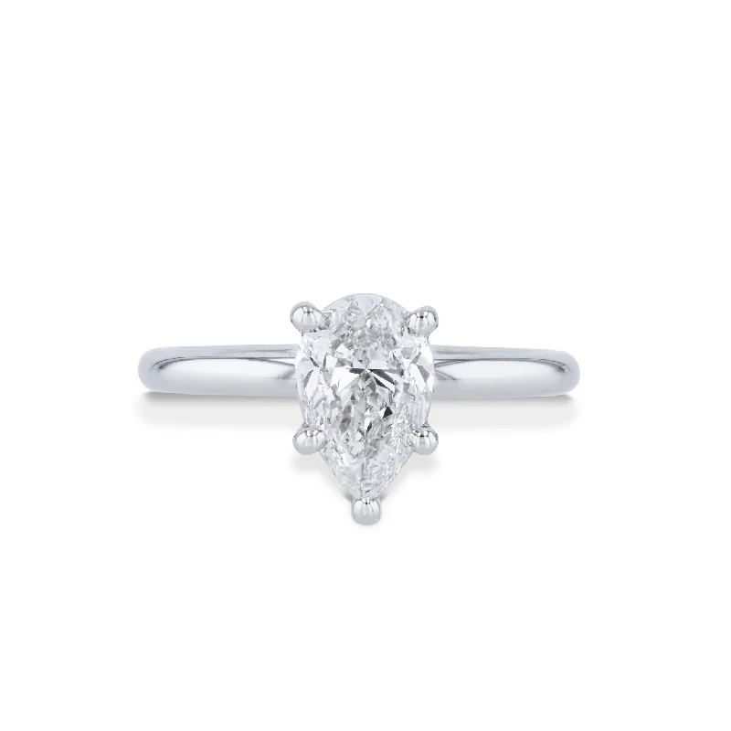 Pear Shape Diamond Platinum Engagement Ring