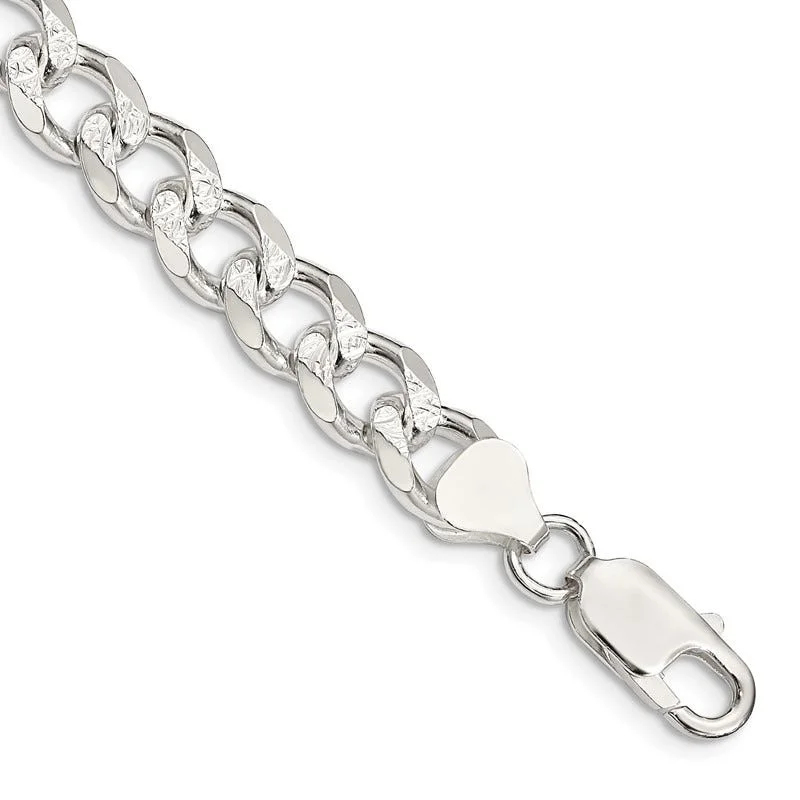 Sterling Silver 8mm Pav‚ Curb Chain Bracelet