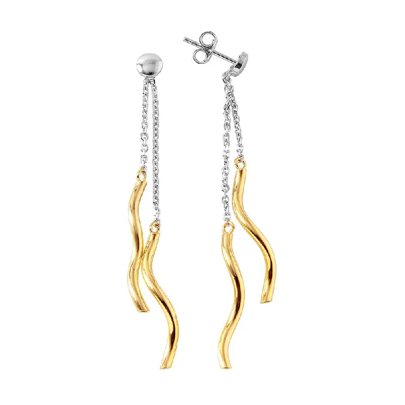 Silver 925 Gold Plated Dangling Twists Earrings - ITE00074RH-GP