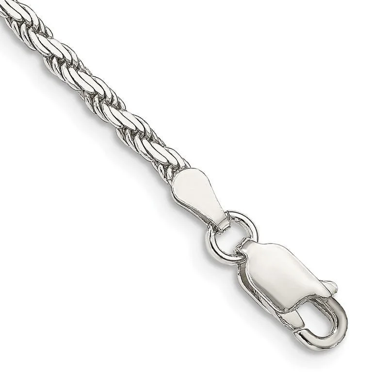 Sterling Silver 2.5mm Flat Rope Chain Bracelet