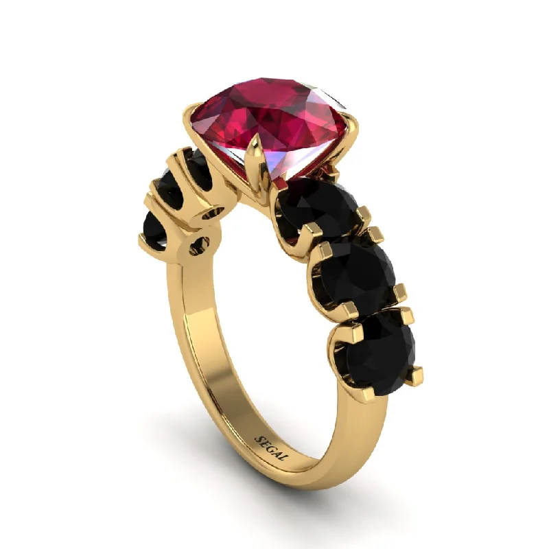 Round Cut Ruby Cathedral Engagement Ring - Tatum No. 40