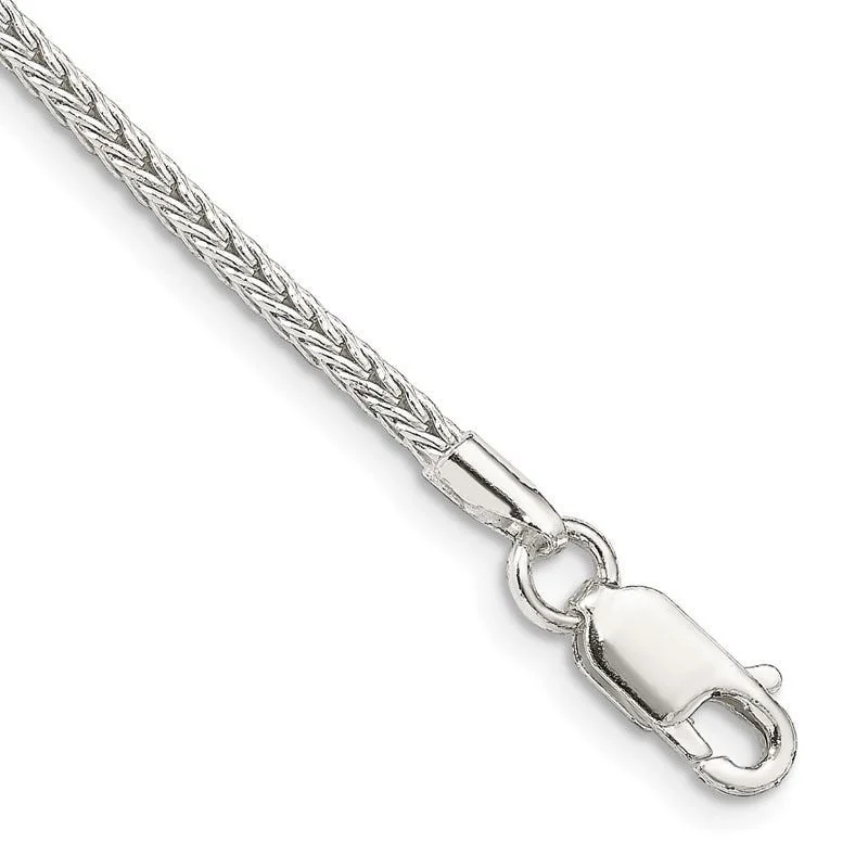 Sterling Silver 2mm Diamond-cut Round Franco Chain Bracelet