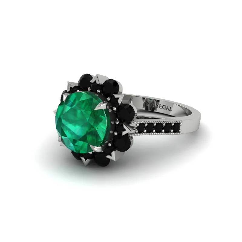 Emerald Halo Sunburst Engagement Ring - Winter No. 36