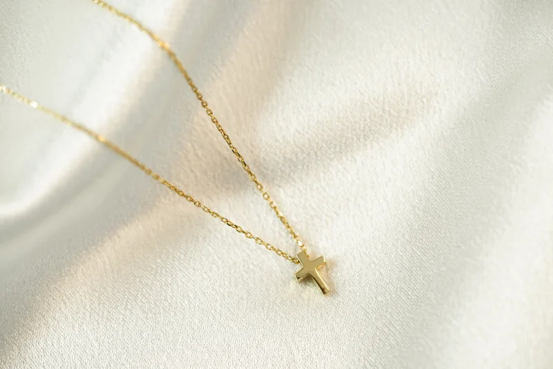 14k Mini Cross Necklace