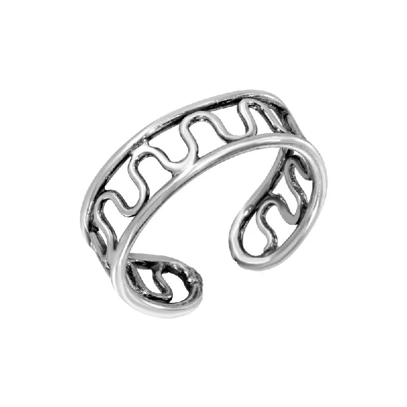 925 Sterling Silver Wave Wire Design Toe Ring - TR244-A